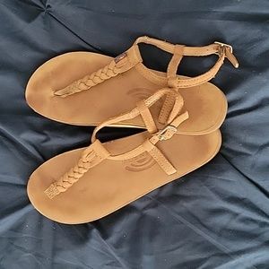 Rainbow t-strap sandals - size large